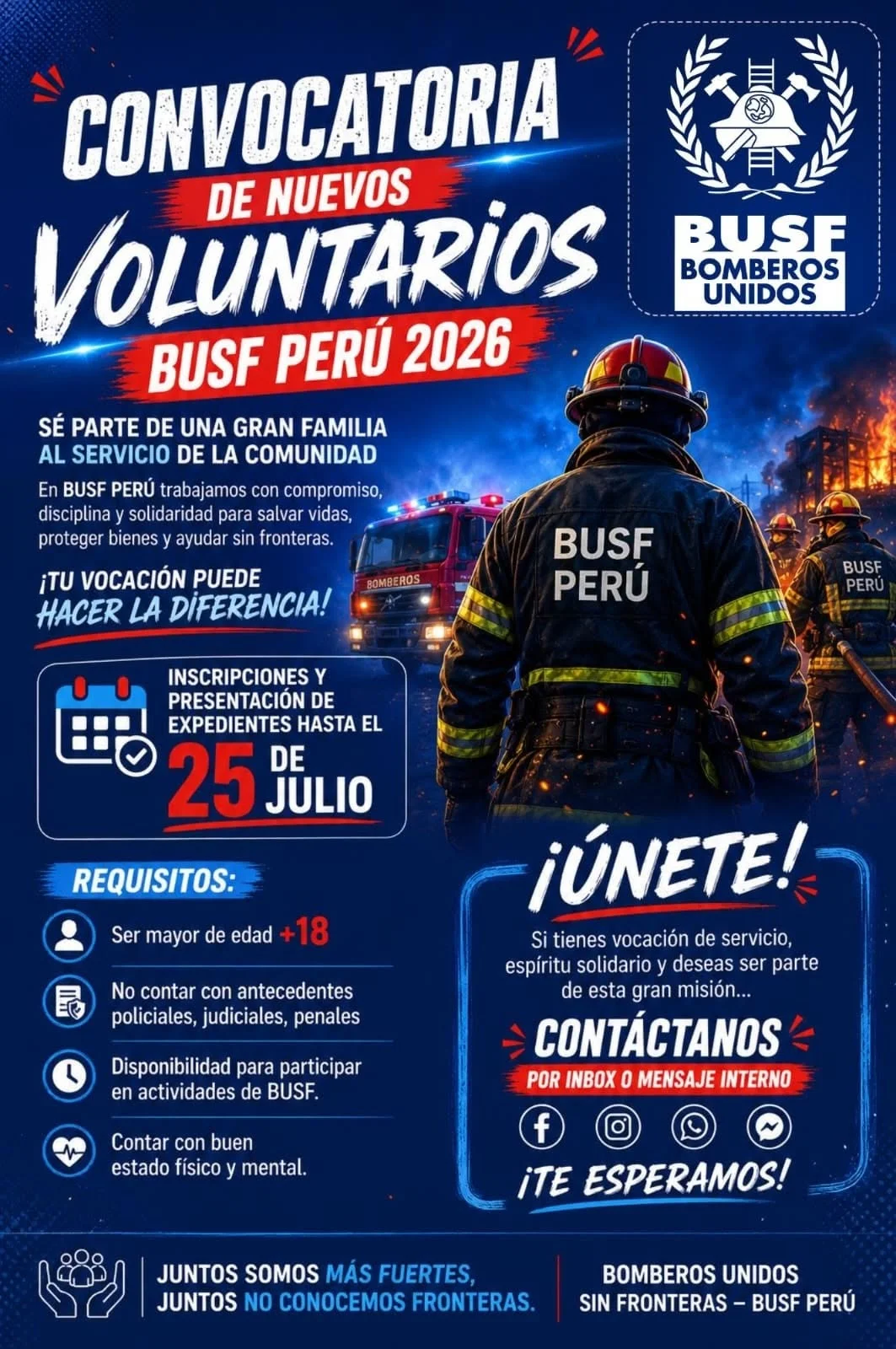 ¡CONVOCATORIA OFICIAL DE VOLUNTARIOS BUSF PERÚ 2026!